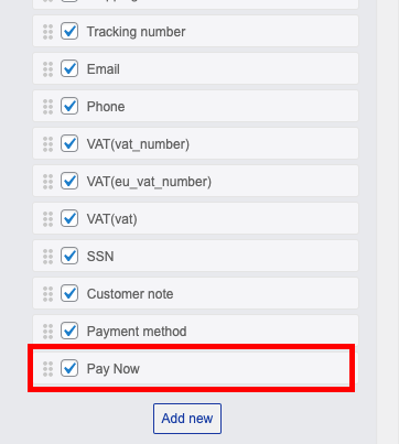 pay now option from order fields