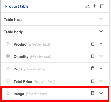 Selection of image block in Customize tab