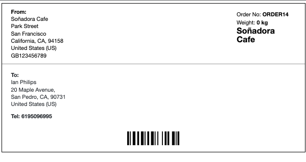 Final Printed shipping label