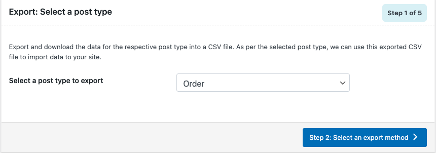 Select a post type to export