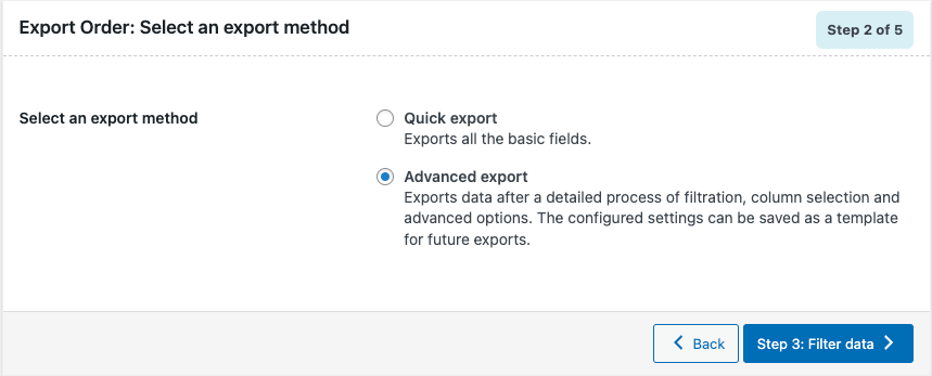 Step 3: Select an export method