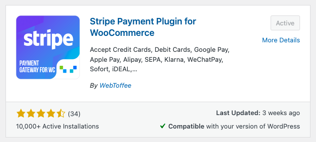 Stripe Payment plugin for WooCommerce