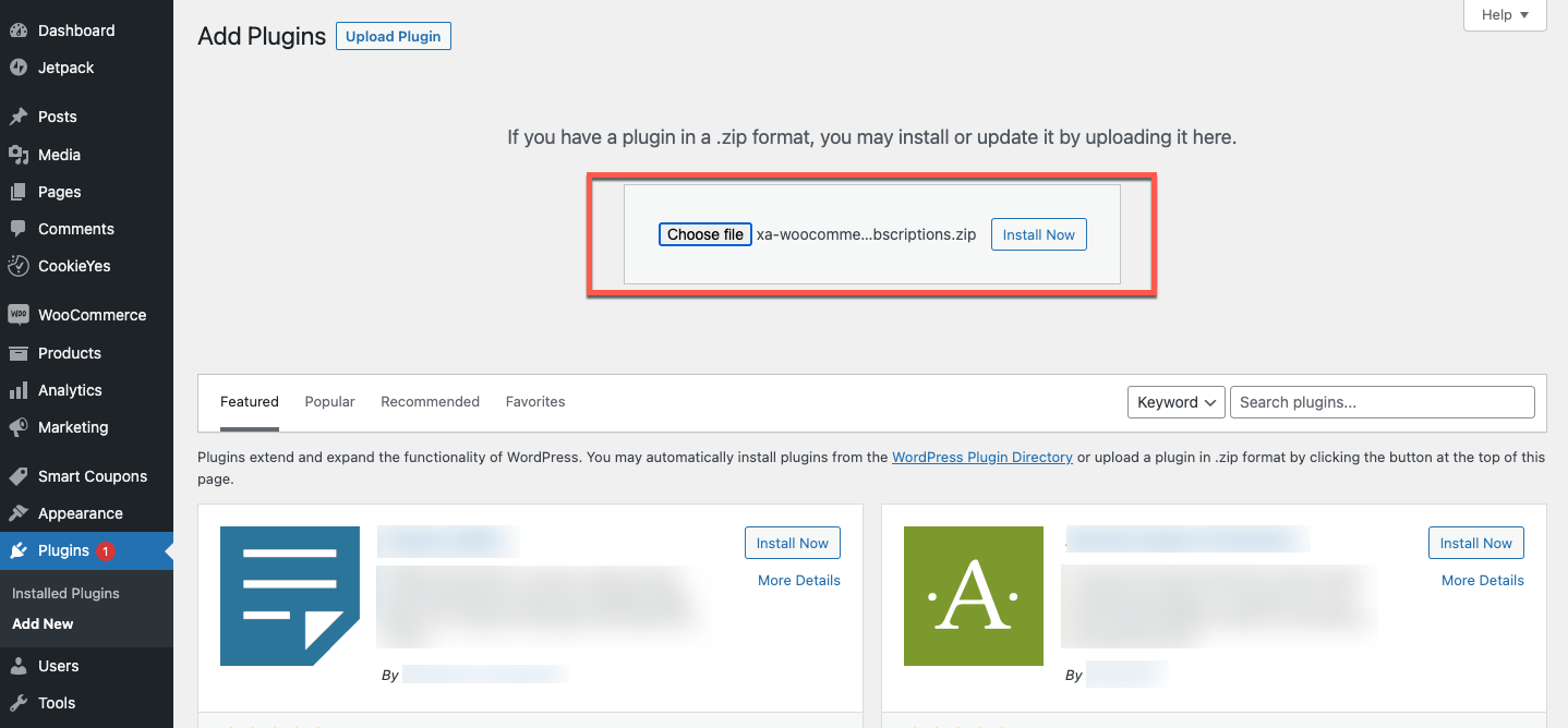 Subscriptions for woocommerce plugin for WordPress