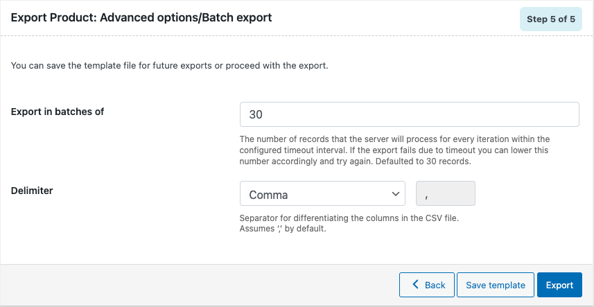 export options for woocommerce product export