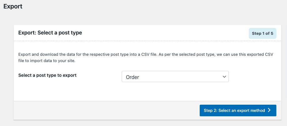 Choose the type of post as order