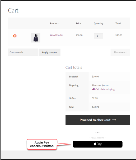 Apple Pay button at cart page