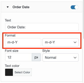 Order date format of packing slip