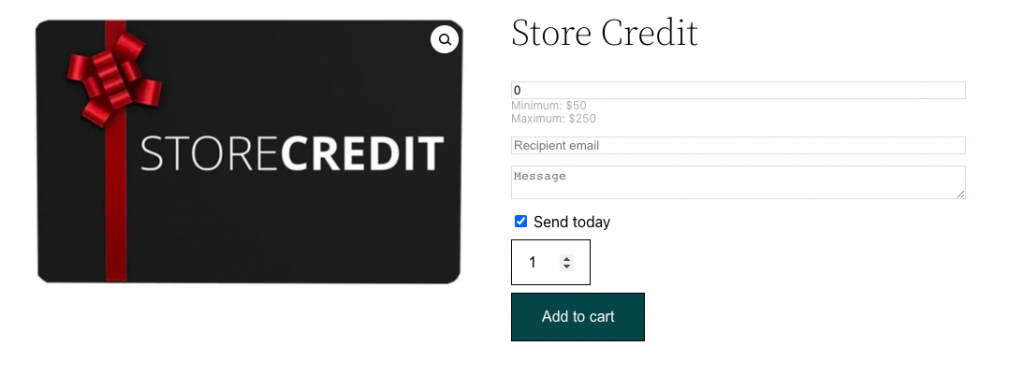 Store credit in product catalog