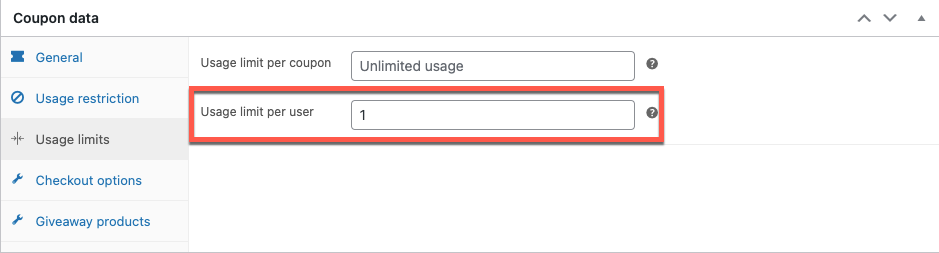 Usage limit per user