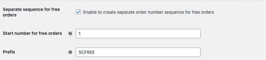 Seperate sequence for free orders details if enabled the option.