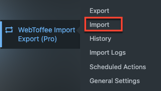 Import option in Webtoffee import export pro
