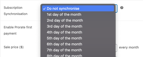monthly woocommerce subscription synchronization