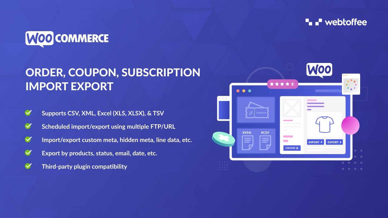 Order, Coupons, Subscriptions Import Export Plugin for WooCommerce - featured image