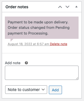 clear view of order/customer note in woocommerce