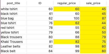 updated csv file with WooCommerce product price change
