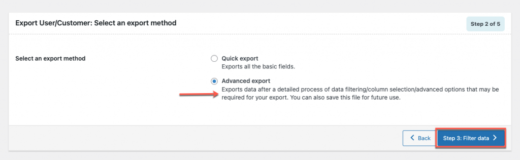 User advanced export to import export users to wordpress