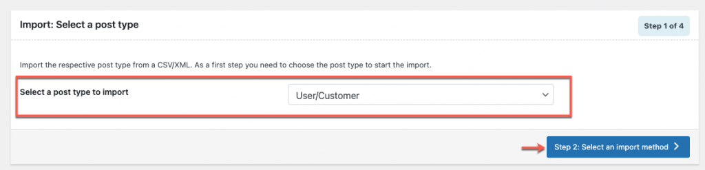 User/customer as import type