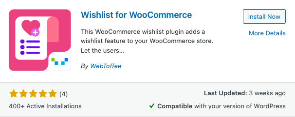 wishlist for WooCommerce