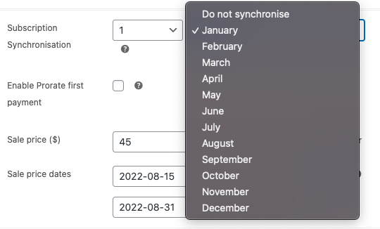 yearly subscription sync