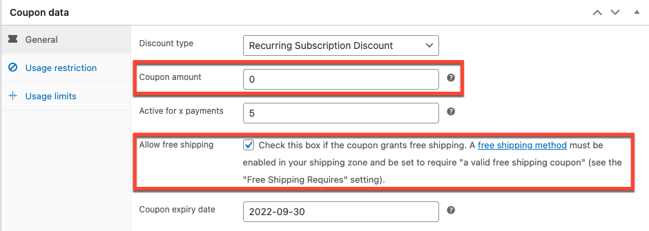 Free shipping coupons for subscriptions