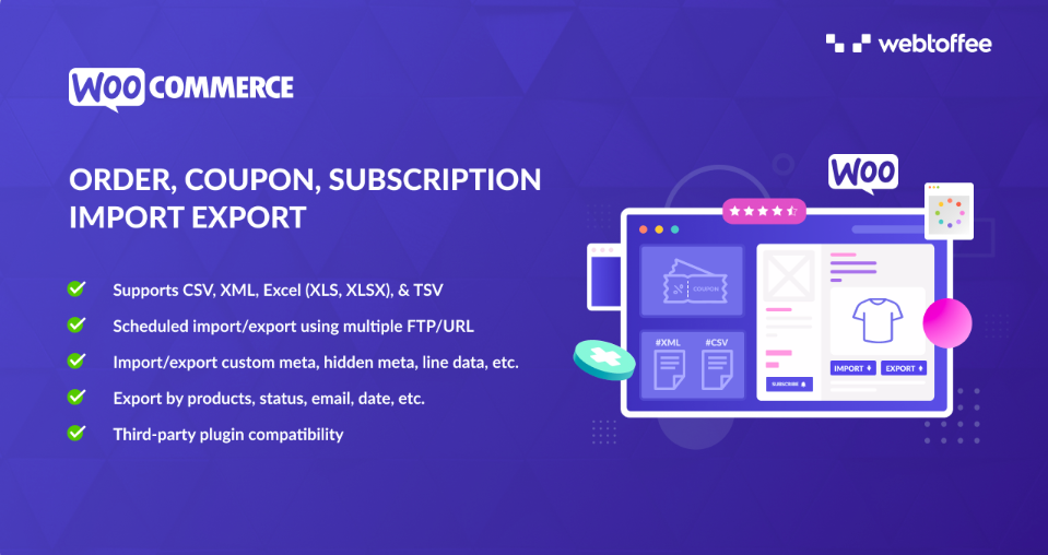 Order Coupon Subscription Import Export plugin by WebToffee