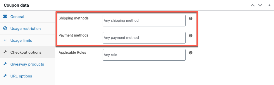 Payment and shipment method based coupons