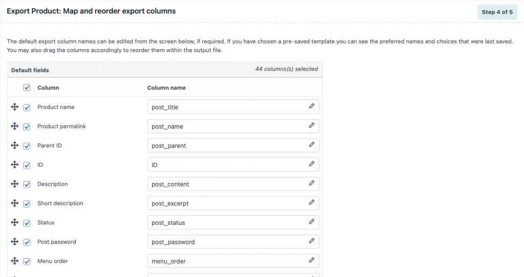 export subscription product map and reorder export columns