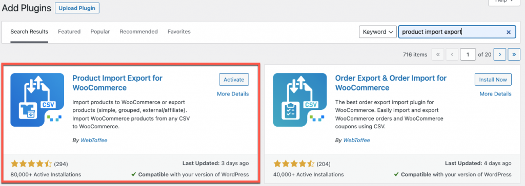 install and activate the product import export file for WooCommerce
