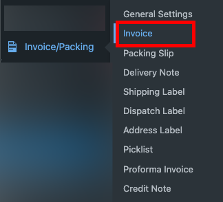 Invoice option from WordPress dashboard