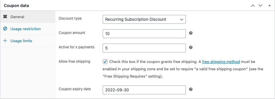 recurring subscription discount coupon in woocommerce