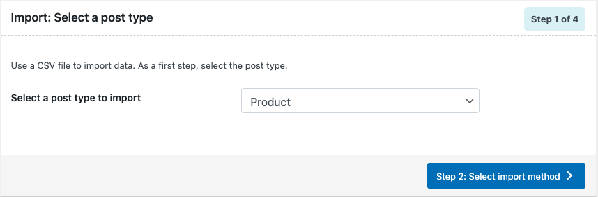 select the import post type