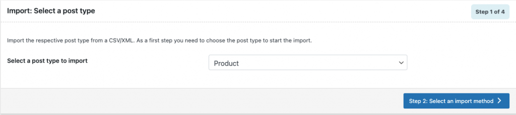select the post type to import subscription products