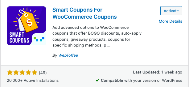 smart coupons for woocommerce plugin in wordpress
