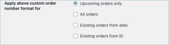 Order options for customizing order number format