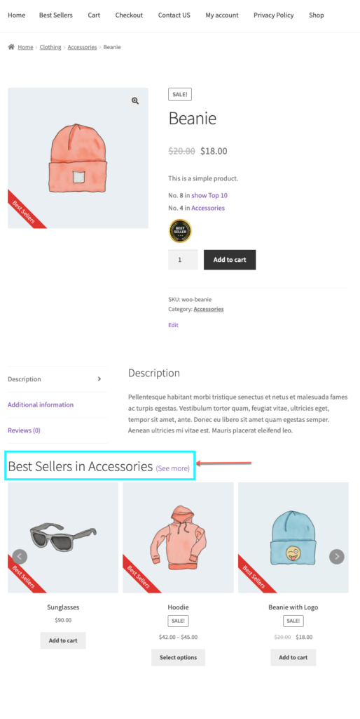 Title in the product page
