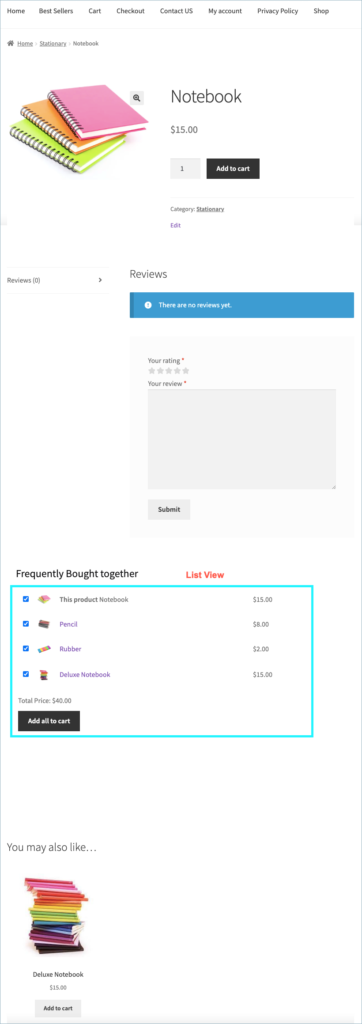 Frequently Bought Together for WooCommerce - List view