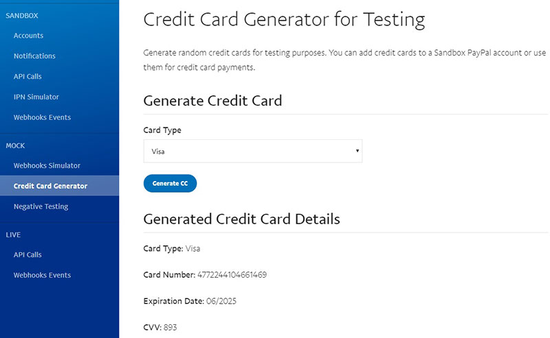 credit card generator for testing