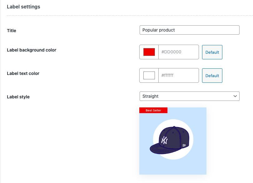 WooCommerce Popular products label settings