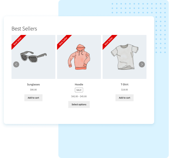 screenshot of best seller widget - showcase best selling products in the WooCommerce store.