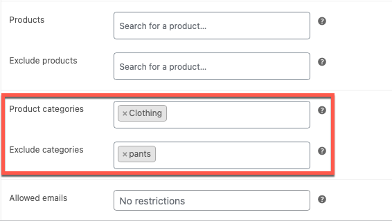 exclude product category from discount coupons