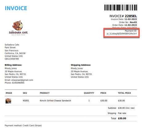 sample invoice plugin with custom order metadata
