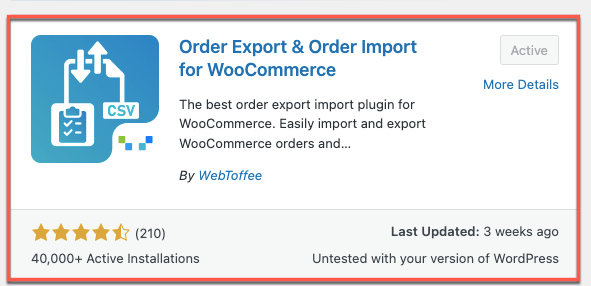 basic version of Order export import plugin