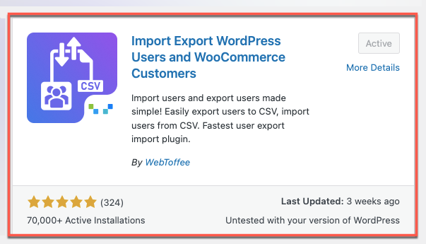 basic version of Import export users and customers