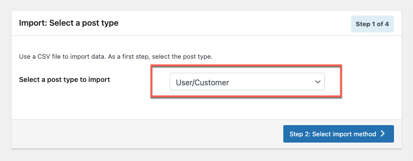 select the post type as User/Customer