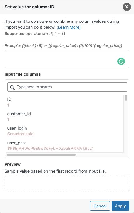 set value for column in WooCommerce user import