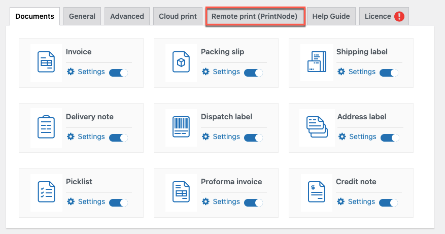 Remote print option to print WooCommerce Shipping labels automatically