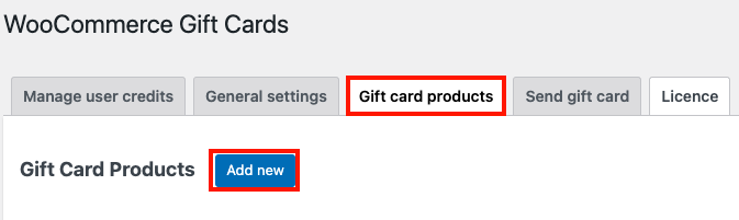 Add New gift card product