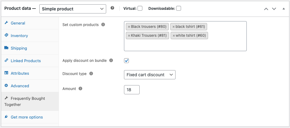 Set up frequently bought together discount