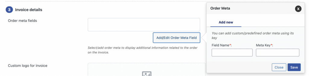 add or edit existing order meta fields