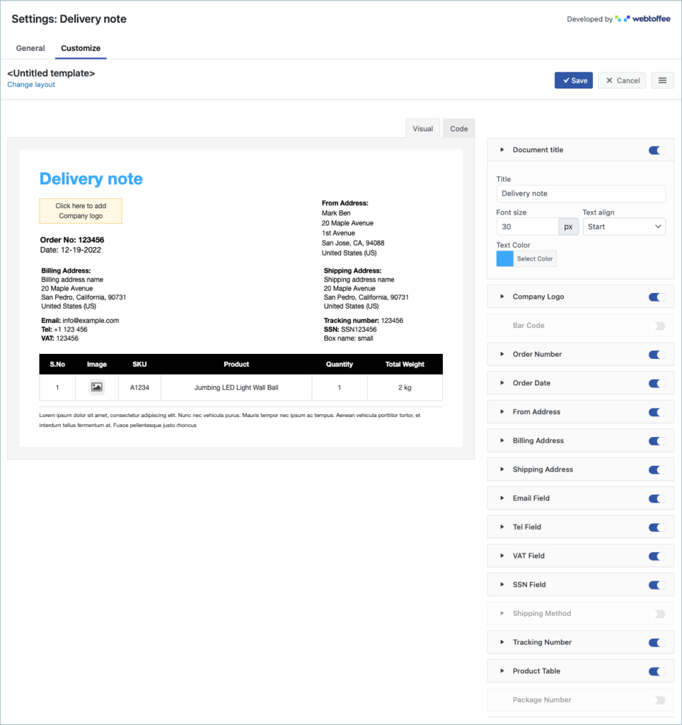 WooCommerce Delivery Note Customizer